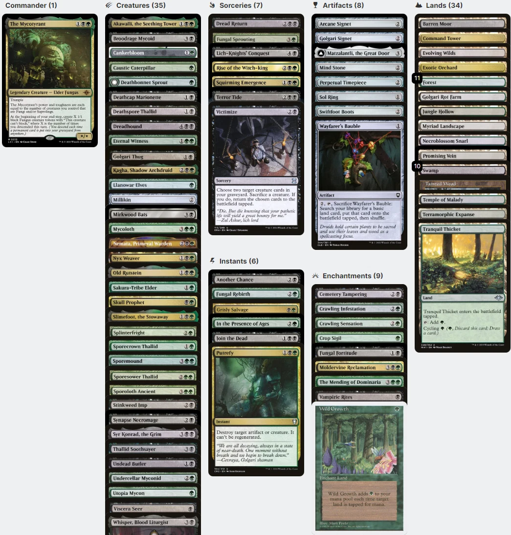 The Mycotyrant SAPROLINGS and FUNGUS DESCEND Magic MTG Custom Commander Deck