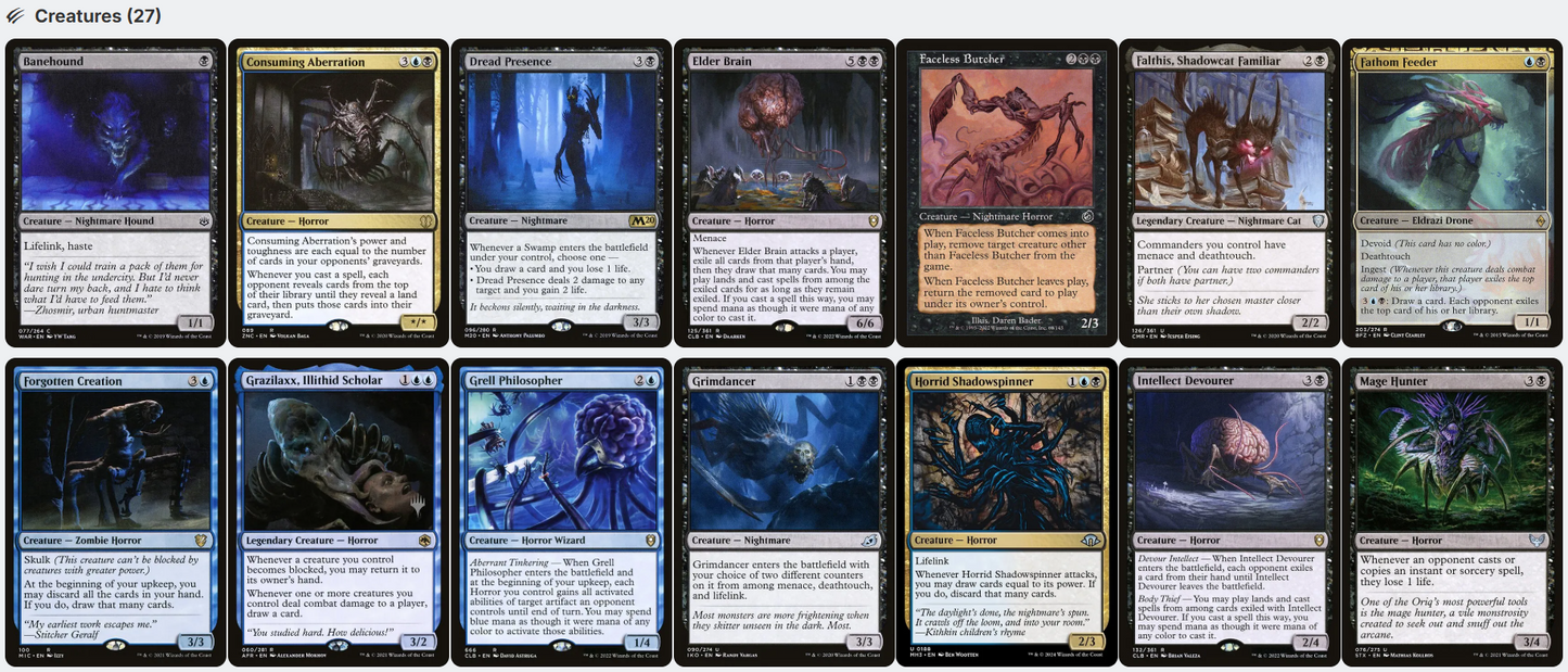 Umbris, Fear Manifest Mill Exile Nightmare Horror Tribal  Magic MTG Commander Deck