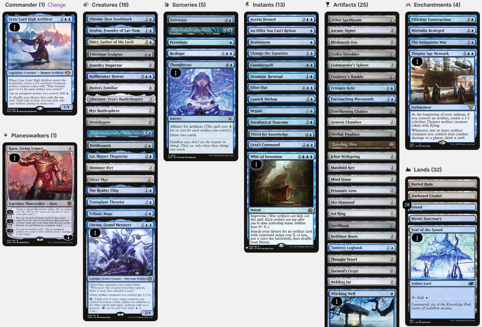 Urza, Lord High Artificer ARTIFACTS Affinity Metalcraft Magic MTG Comm CommanderComplete Urza, Lord High Artificer ARTIFACTS Affinity Metalcraft Magic MTG Comm CommanderComplete