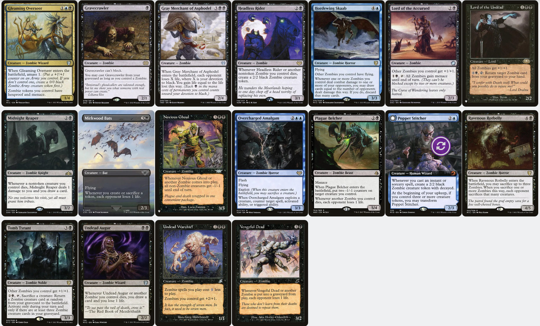 mtg zombie tribal commander deck Wilhelt, the Rotcleaver ELITE Zombie Tribal Magic MTG Custom Commander Deck