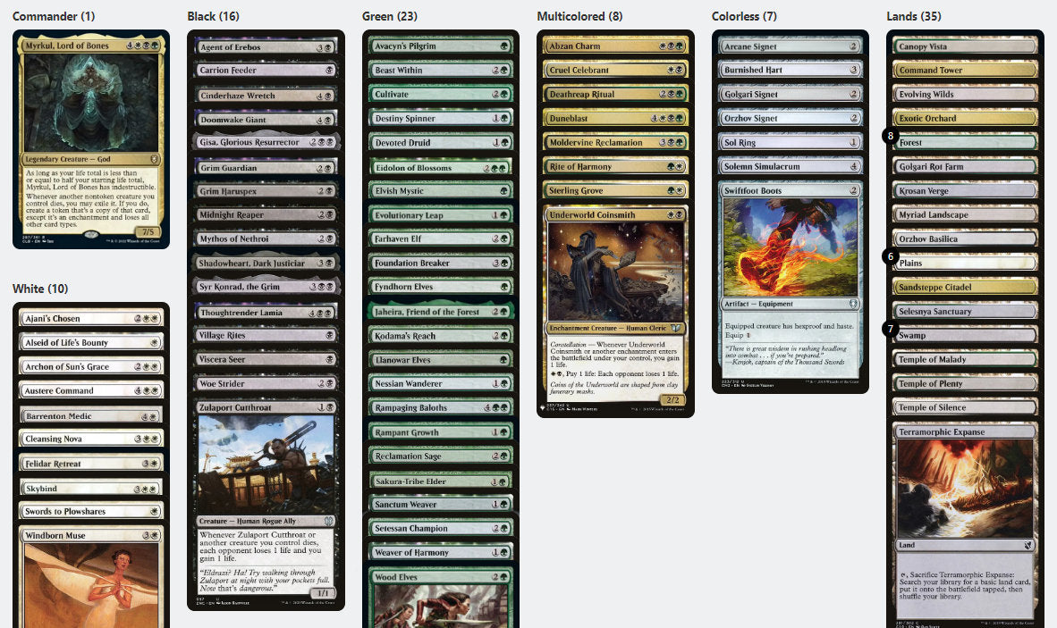 mtg myrkul commander deck Myrkul, Lord of Bones Enchantress Creature Sacrifice Magic MTG Commander Deck
