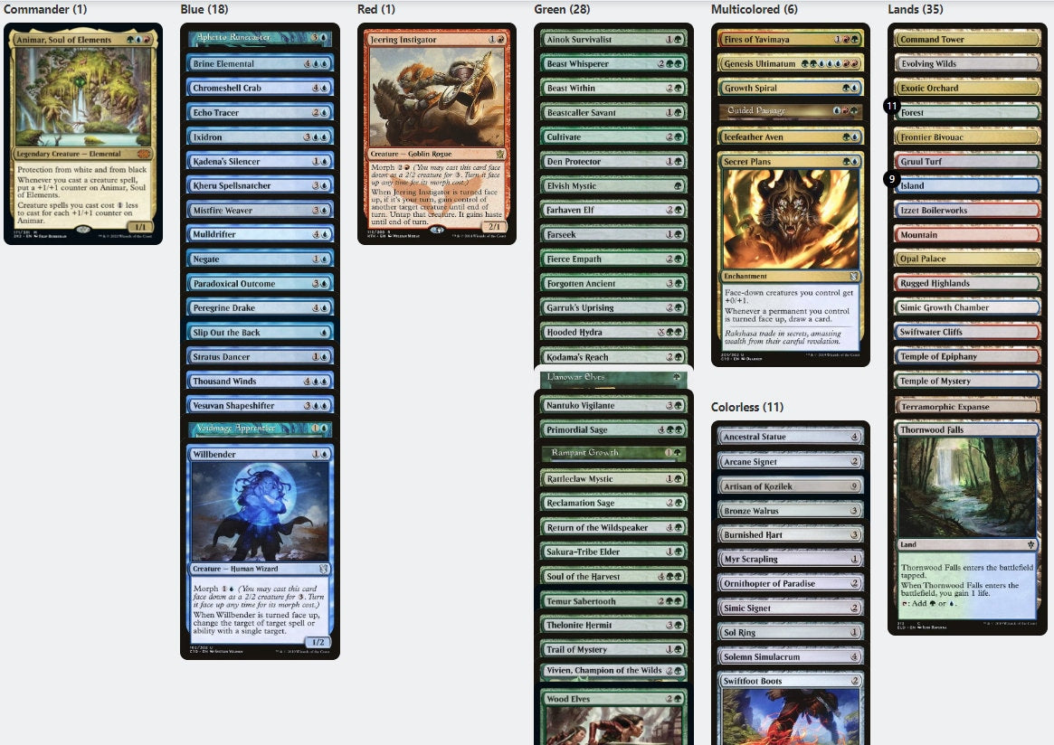 animar mtg commander deck Animar, Soul of Elements Morphs Temur Magic MTG Commander Deck
