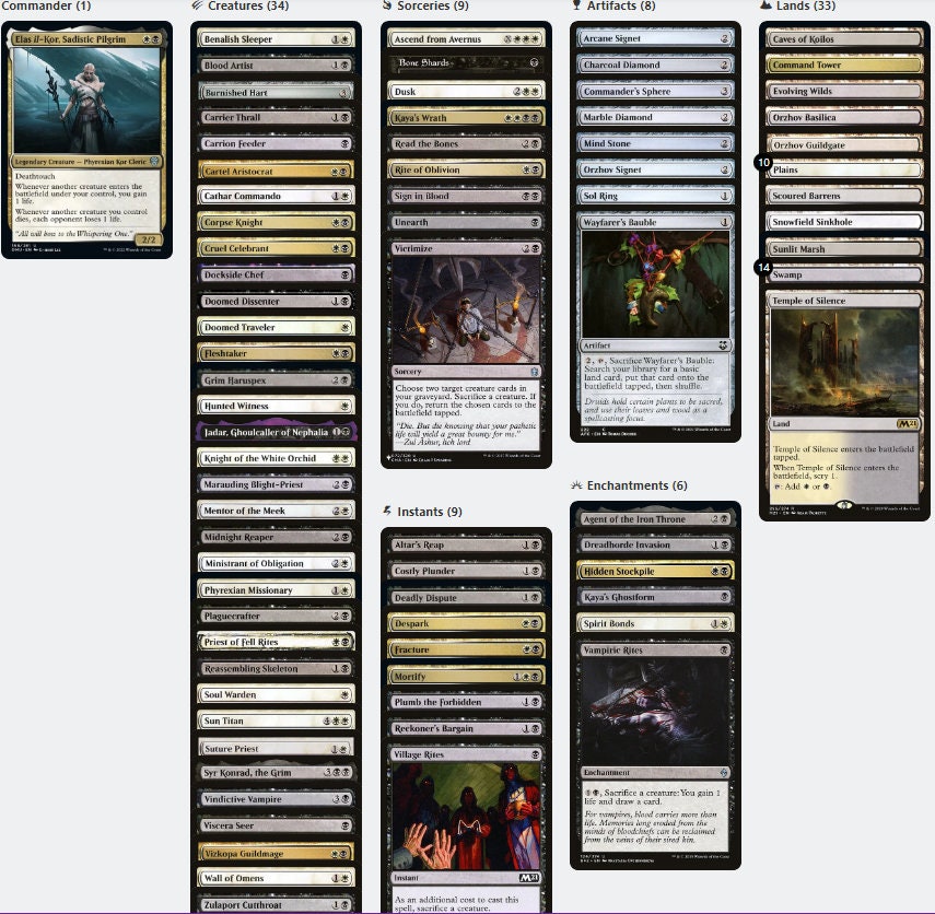 Elas il-Kor, Sadistic Pilgrim Creature Sacrifice Life Drain Magic MTG CommanderComplete Elas il-Kor, Sadistic Pilgrim Creature Sacrifice Life Drain Magic MTG CommanderComplete