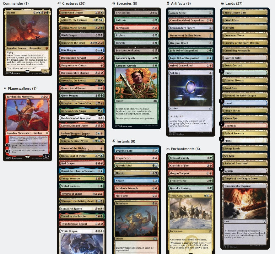 mtg commander dnd decks Magic: The Gathering Adventures in The Forgotten Realms Deck Planar Portal (Red-Black) : Toys & Games Tiamat Dragon Tribal Five-Color DnD