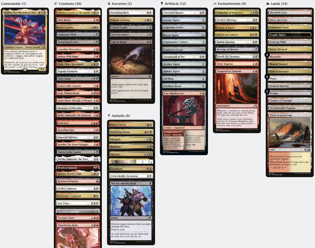 Isshin, Two Heavens as One SAMURAI Tribal Magic MTG Commander Deck Isshin, Two Heavens as One SAMURAI Tribal Magic MTG Commander Deck