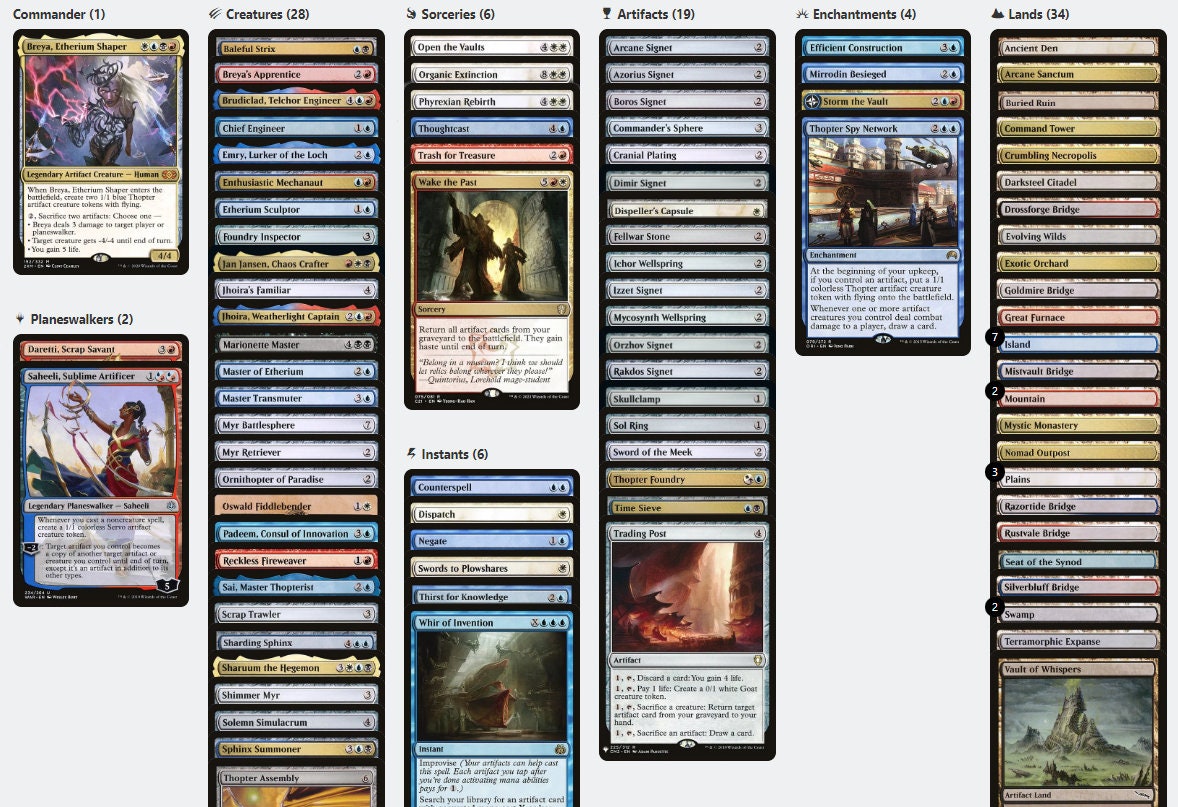 Breya, Etherium Shaper Artifact Metalcraft Affinity Magic MTG Commander Deck Breya, Etherium Shaper Artifact Metalcraft Affinity Magic MTG Commander Deck