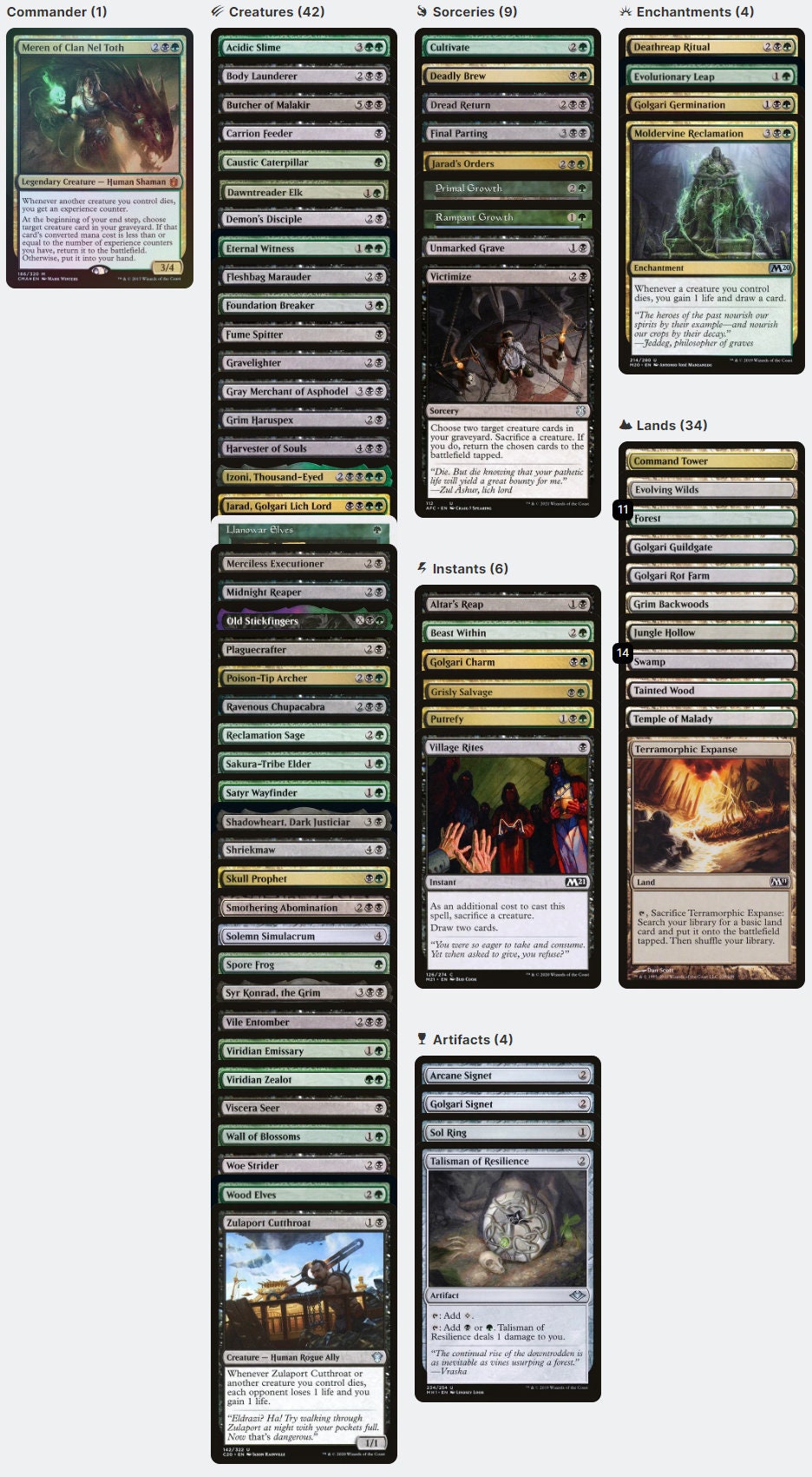 Meren of Clan Nel Toth Graveyard Reanimation Sacrifice Magic MTG Comma CommanderComplete Meren of Clan Nel Toth Graveyard Reanimation Sacrifice Magic MTG Comma CommanderComplete