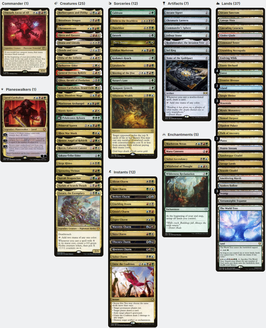 Omnath, Locus of All - Gold Cards Five Color Magic MTG Commander Deck Omnath, Locus of All - Gold Cards Five Color Magic MTG Commander Deck
