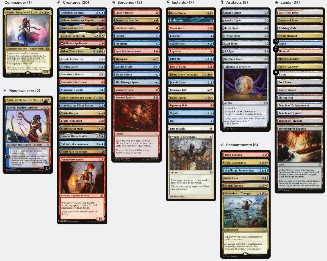 Narset, Enlightened Exile PROWESS Spells Magic MTG Commander Deck Narset, Enlightened Exile PROWESS Spells Magic MTG Commander Deck