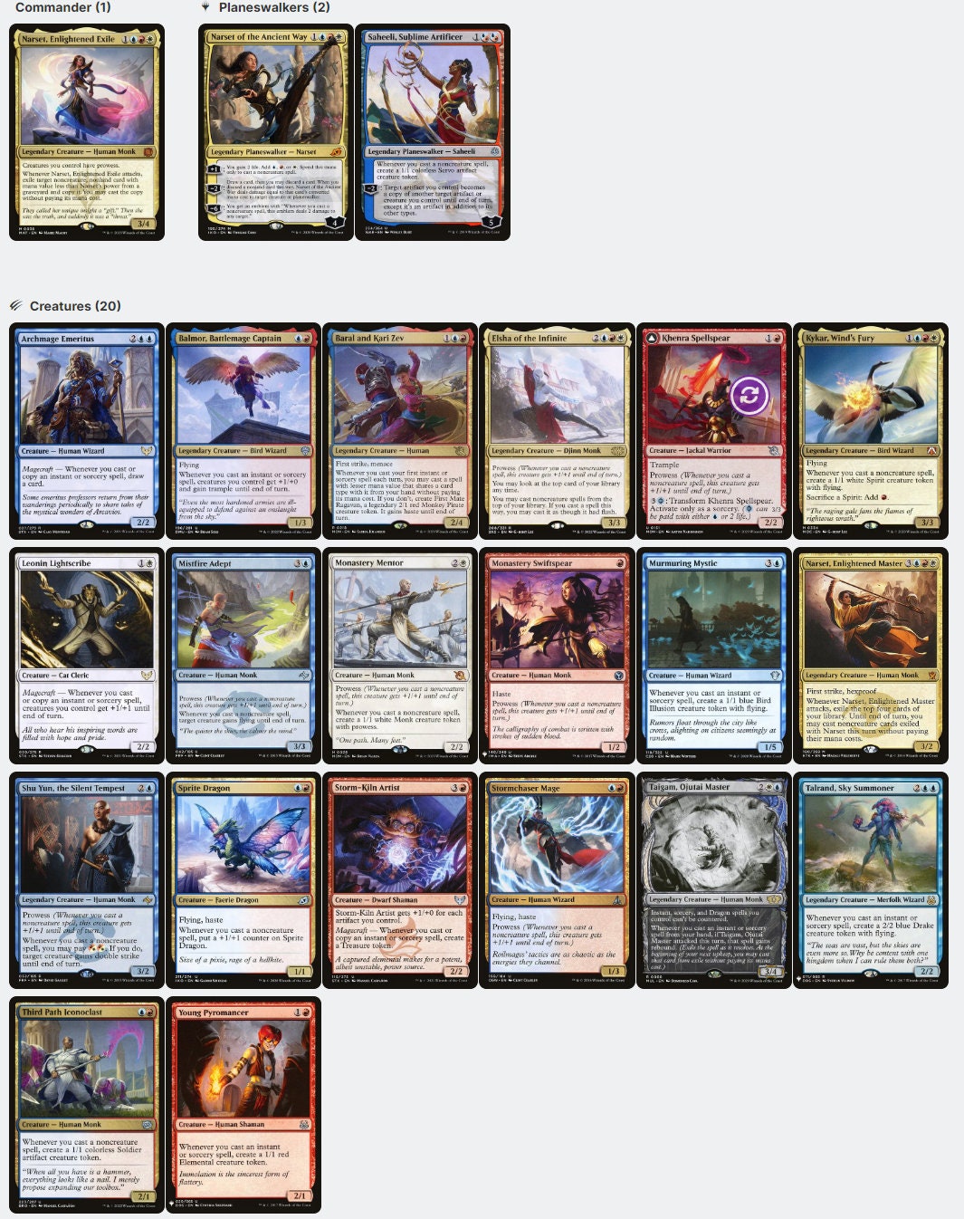 exile deck mtg commander Narset, Enlightened Exile PROWESS Spells Magic MTG Commander Deck