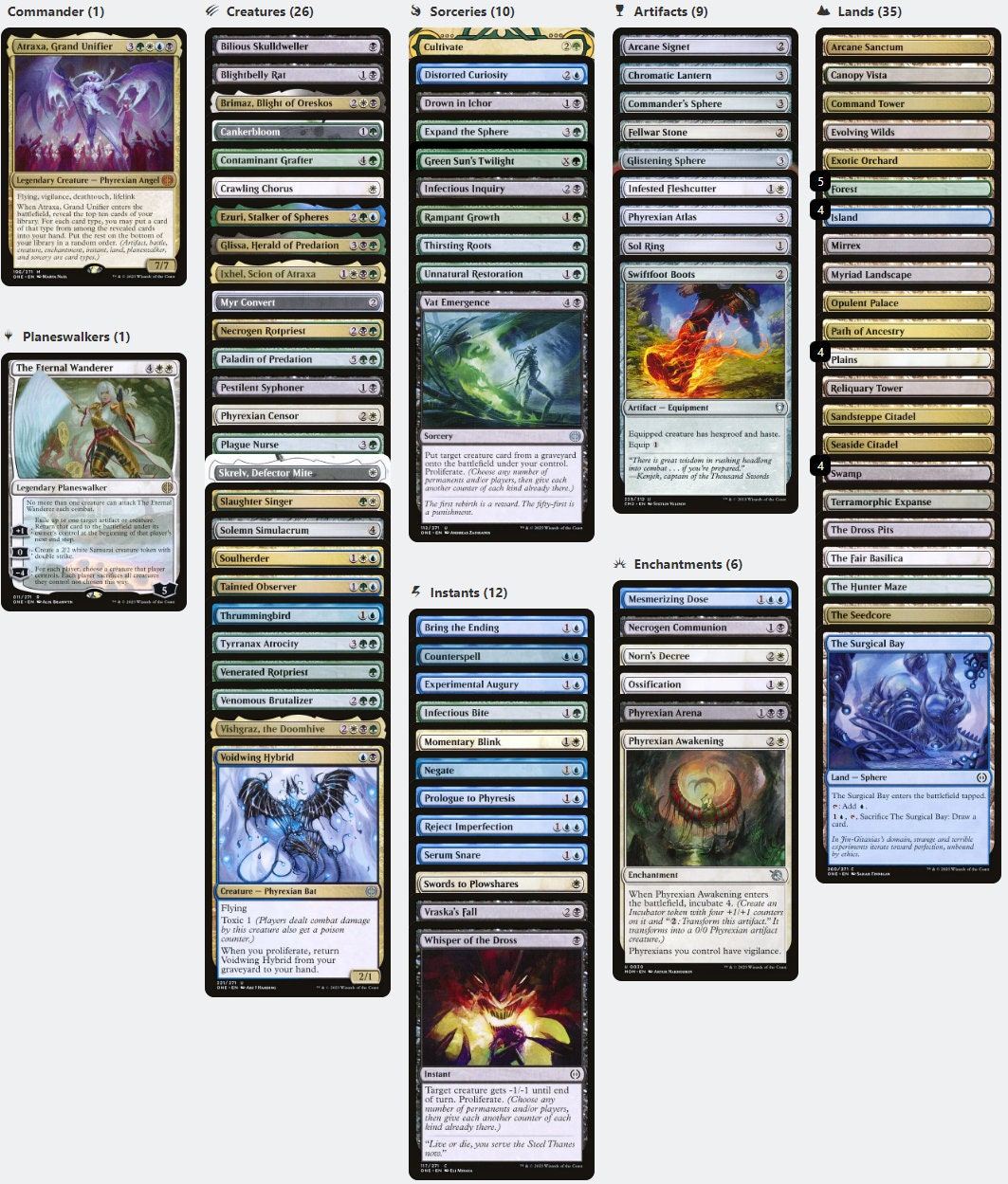 Atraxa, Grand Unifier PHYREXIAN INFECT PROLIFERATE Magic Mtg Custom Co CommanderComplete Atraxa, Grand Unifier PHYREXIAN INFECT PROLIFERATE Magic Mtg Custom Co CommanderComplete