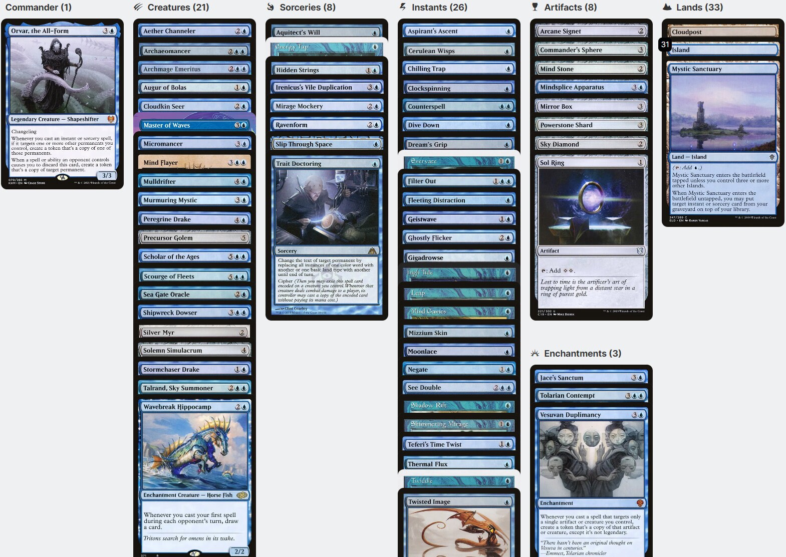 mtg commander copy deck Orvar, the All-Form COPY PERMANENTS Magic MTG Custom Commander Deck