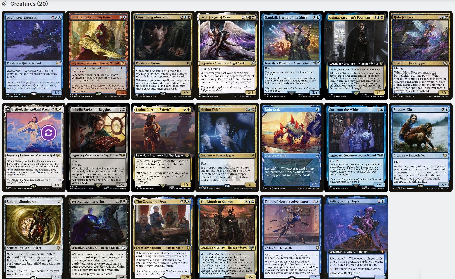 mtg mill commander deck Saruman of Many Colors LotR MILL SPELL STEAL Magic Mtg Custom Commande – CommanderComplete