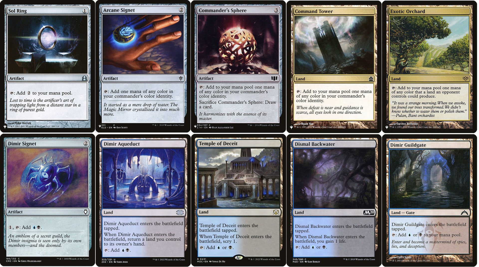 DIMIR Commander Deck Builder Starter Pack Kit Blue/Black MANA Lands Artifacts